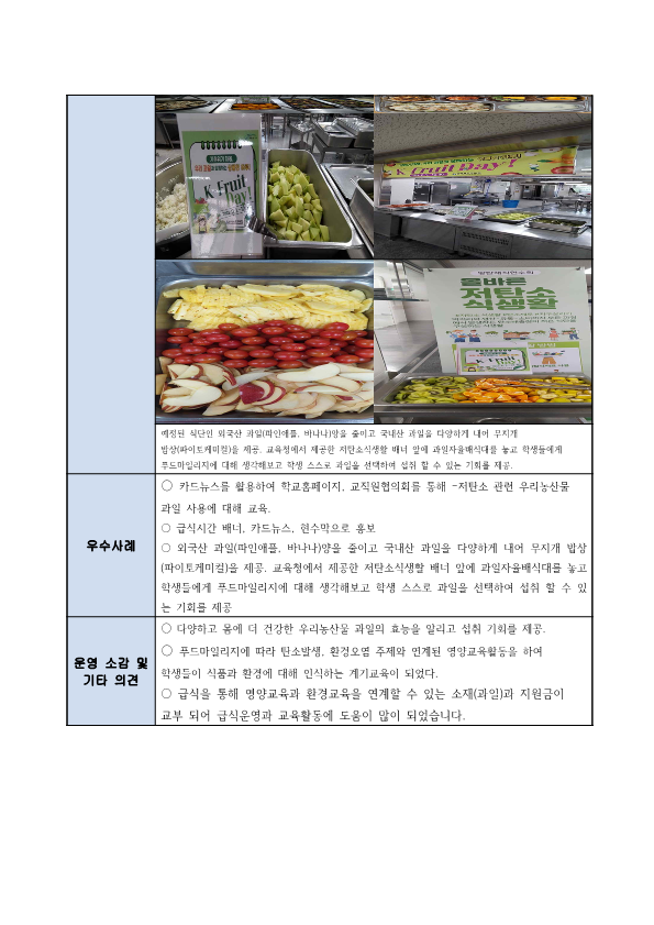 2023 기후위기 대응, K-Fruit Day 운영 결과서(남원고)_2