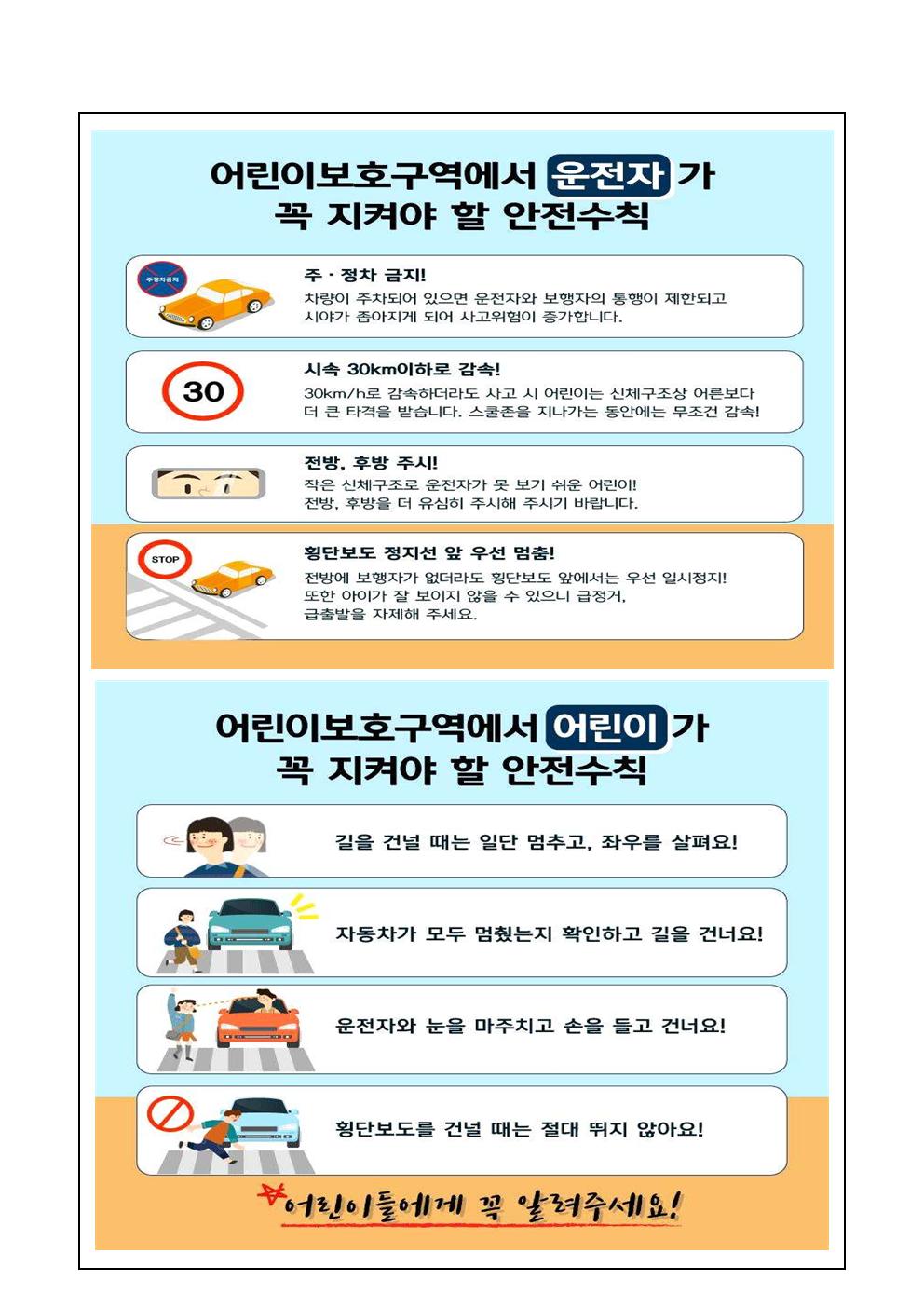 2020학년도 어린이 교통안전 강화(민식이법 시행)에 따른 협조 안내 가정통신문005