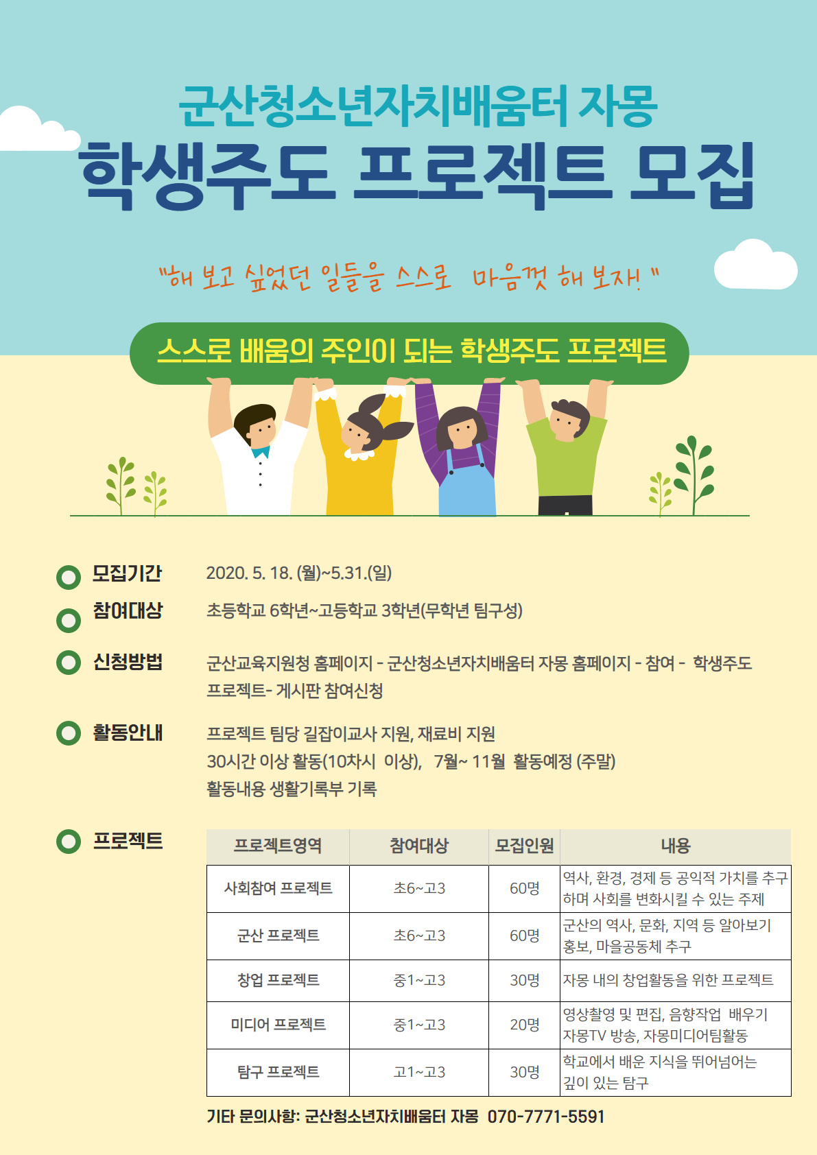 전라북도군산교육지원청 생활교육과_학생주도프로젝트 모집 홍보