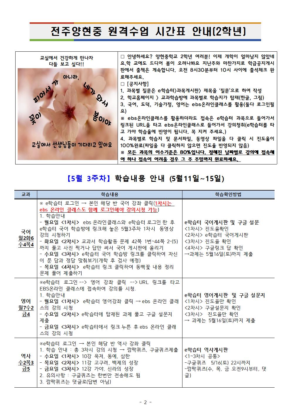 【5월3주차】2학년온라인학습내용 안내 탑재용(5.11-15)002