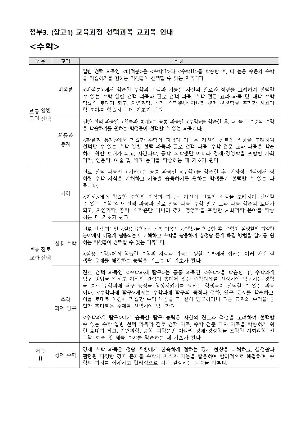 가정통신문 2022-48 교육과정 선택과목 신청안내003