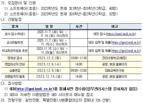 영재교육원교육대상자선발1