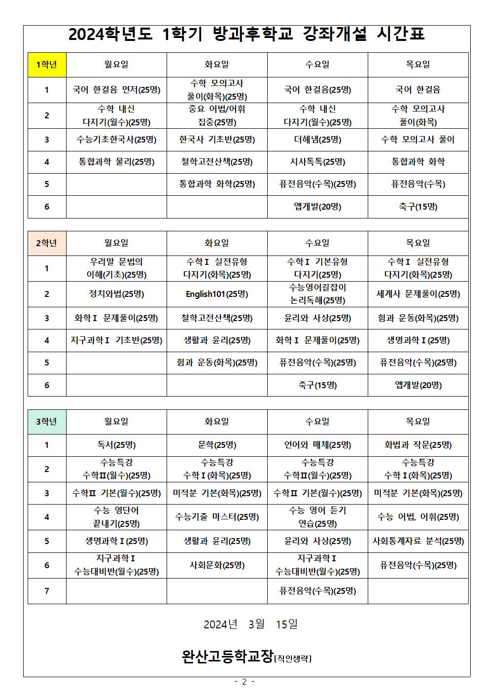 2024학년도 1학기 방과후학교 수강신청 안내(1학년)002